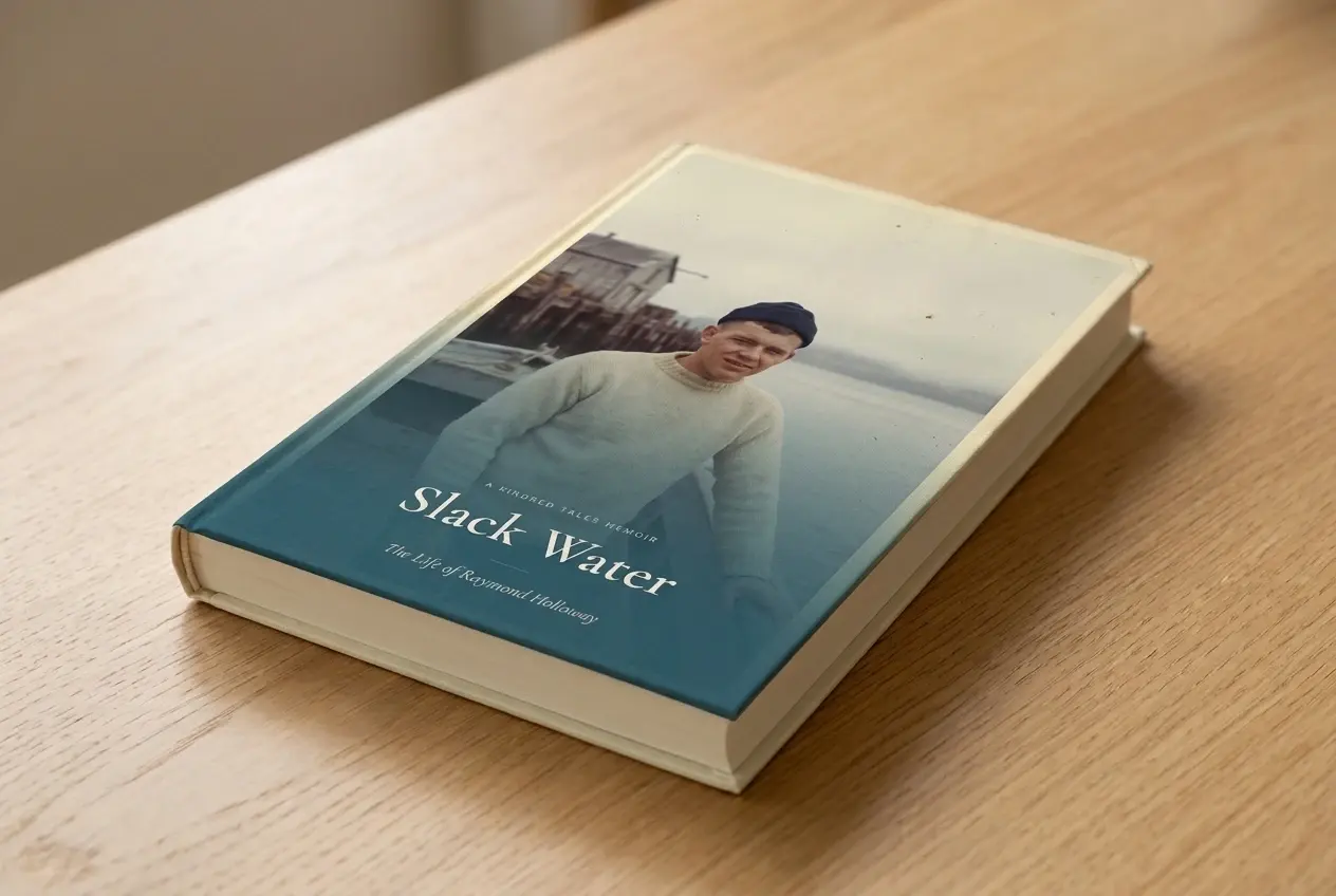 A Kindred Tales hardcover book with a full-photo cover, resting on a wooden table.